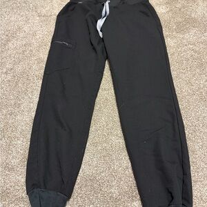 Figs Black Jogger Scrub Pants with Gray Drawstring